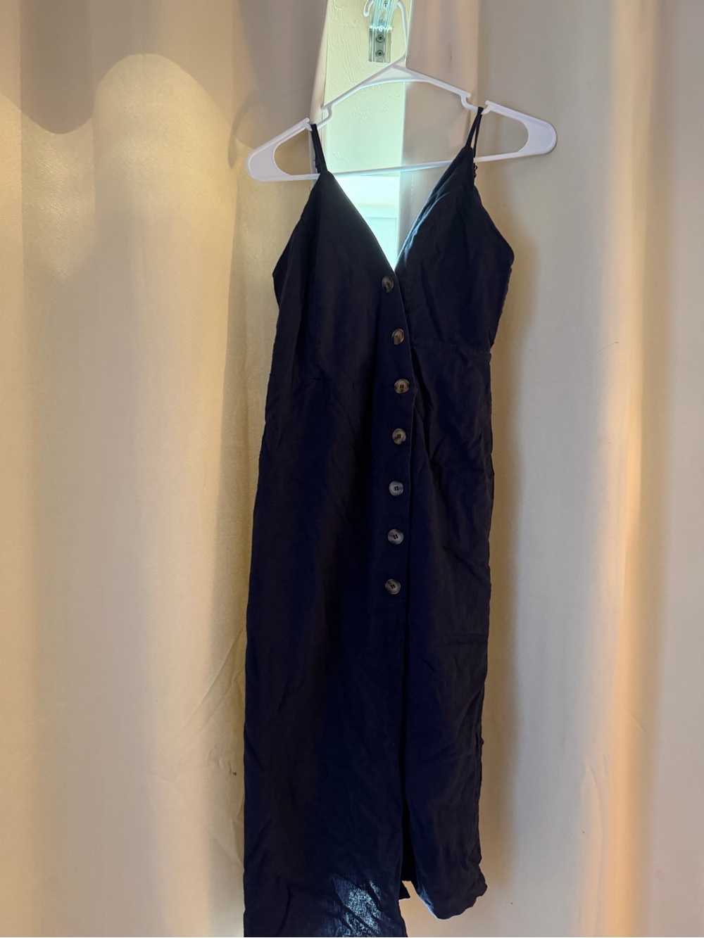 URBAN Romantics dark blue Button-Front Midi Dress